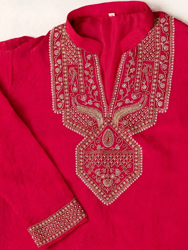 Red_Crush_Straight_Fit_Embroidered_Kurta_For_Men