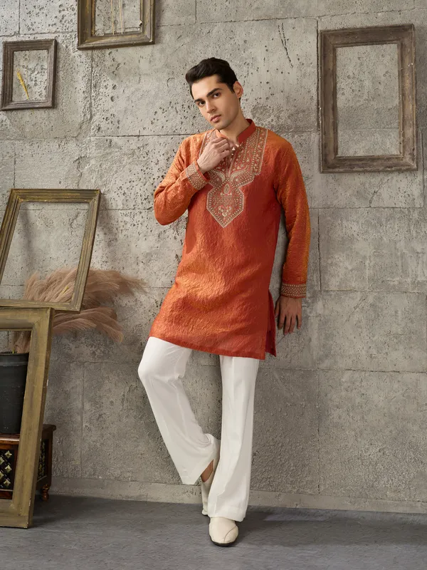 Rust_Crush_Straight_Fit_Embroidered_Kurta_For_Men