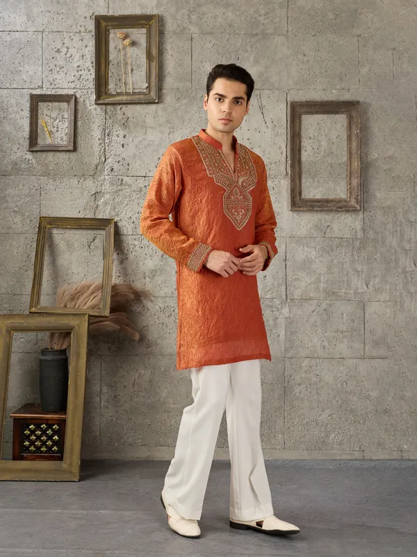 Rust_Crush_Straight_Fit_Embroidered_Kurta_For_Men