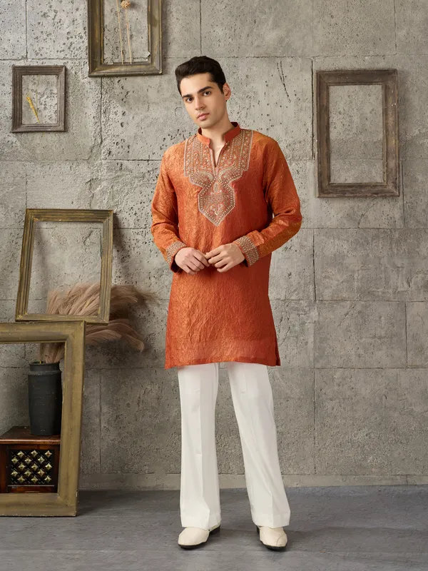 Rust_Crush_Straight_Fit_Embroidered_Kurta_For_Men