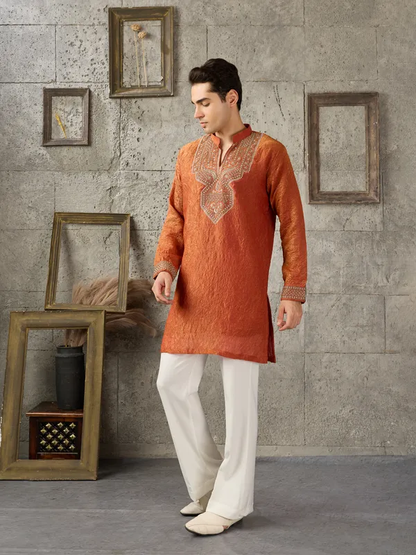 Rust_Crush_Straight_Fit_Embroidered_Kurta_For_Men