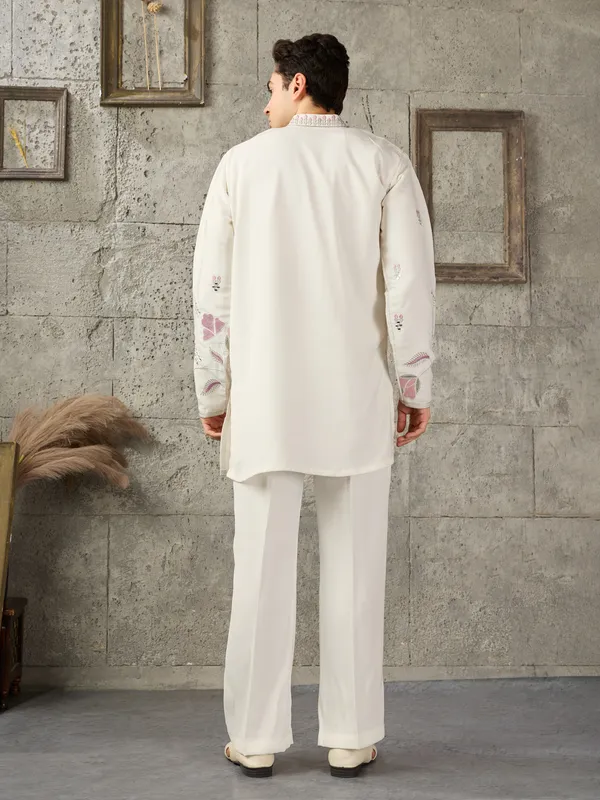 Cream_Japanese_Cotton_Straight_Printed_Kurta_For_Men