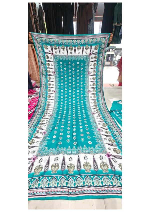 Turquoise_Rayon_Printed_Pakistani_Suit_For_Women