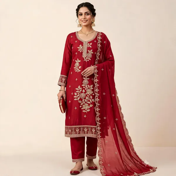 Maroon_Star_Georgette_Ladies_Suit_For_Women