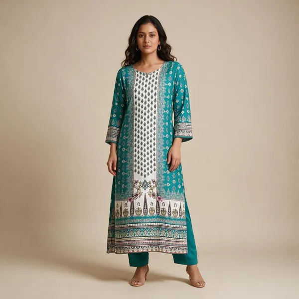 Turquoise_Rayon_Printed_Pakistani_Suit_For_Women
