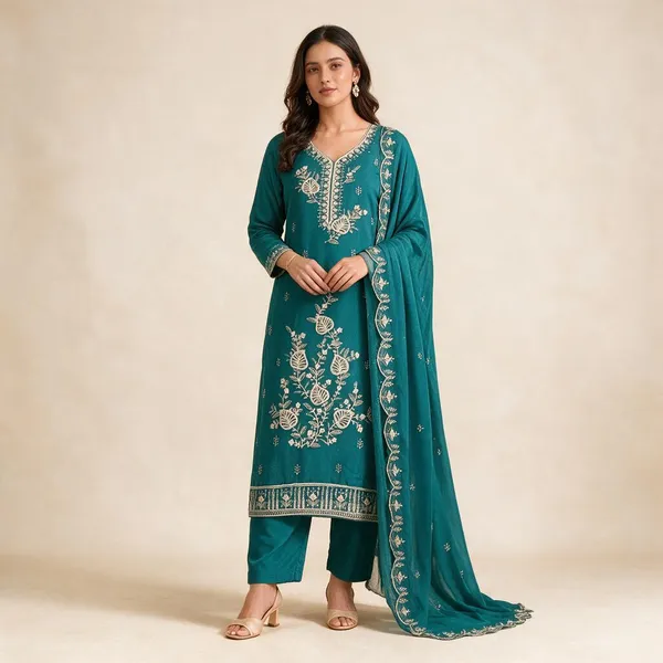 Teal_Star_Georgette_Straight_Ladies_Suit_For_Women