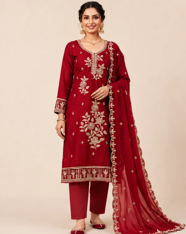 Maroon_Star_Georgette_Ladies_Suit_For_Women