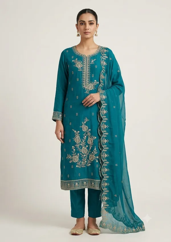 Teal_Star_Georgette_Ladies_Suit_For_Women