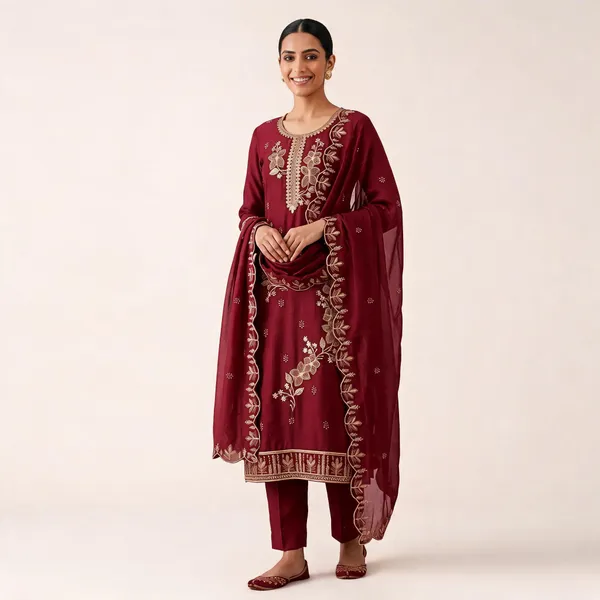 Maroon_Star_Georgette_Ladies_Suit_For_Women