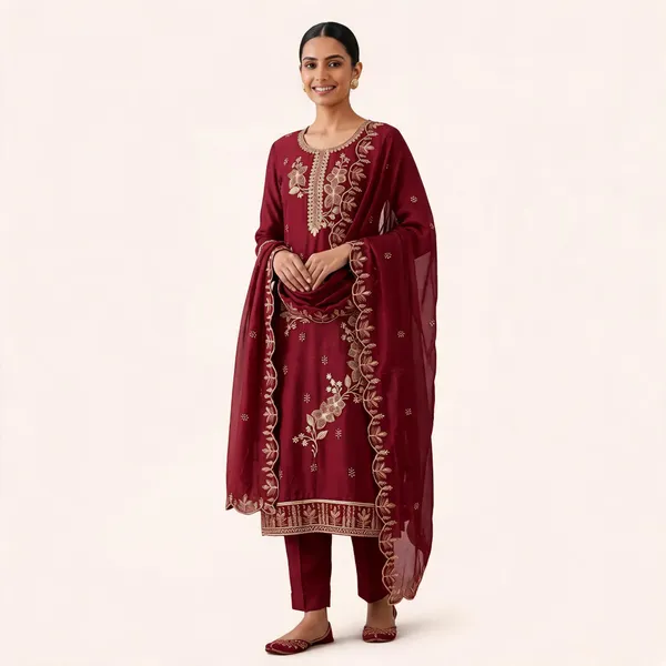 Maroon_Star_Georgette_Ladies_Suit_For_Women
