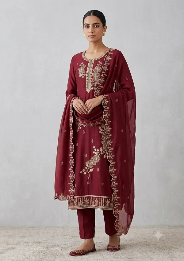 Maroon_Star_Georgette_Ladies_Suit_For_Women