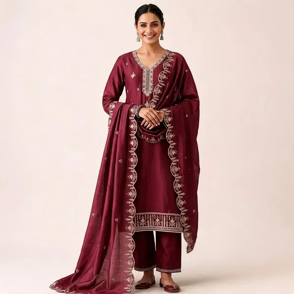 Maroon_Star_Georgette_Ladies_Suit_For_Women