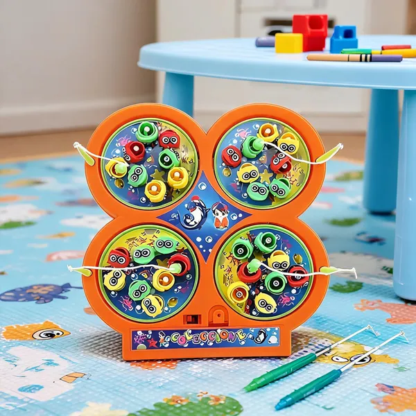 Musical_Fish_Catching_Game_Toy_Set_With_4_Rotating_Fish_Ponds_On_Board_4_Pond