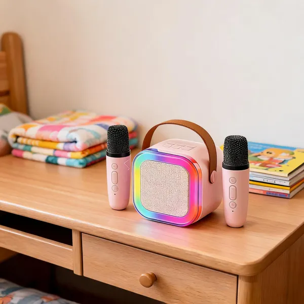 Kids_Karaoke_Machine_Karaoke_Speaker_With_2_Mics_Multi_Color