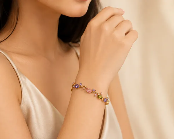 Gold_Tone_Multicolor_Gemstone_Bracelet_For_Women