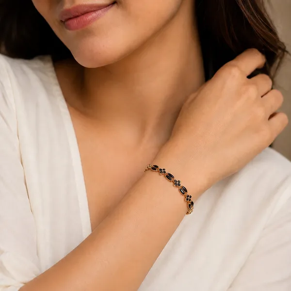 Gold_Tone_Floral_Link_Bracelet_For_Women