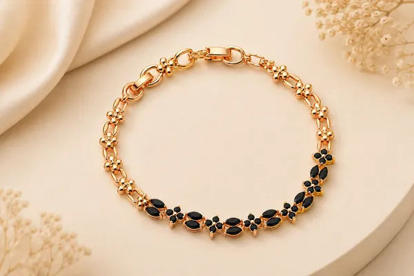 Gold_Tone_Floral_Link_Bracelet_For_Women