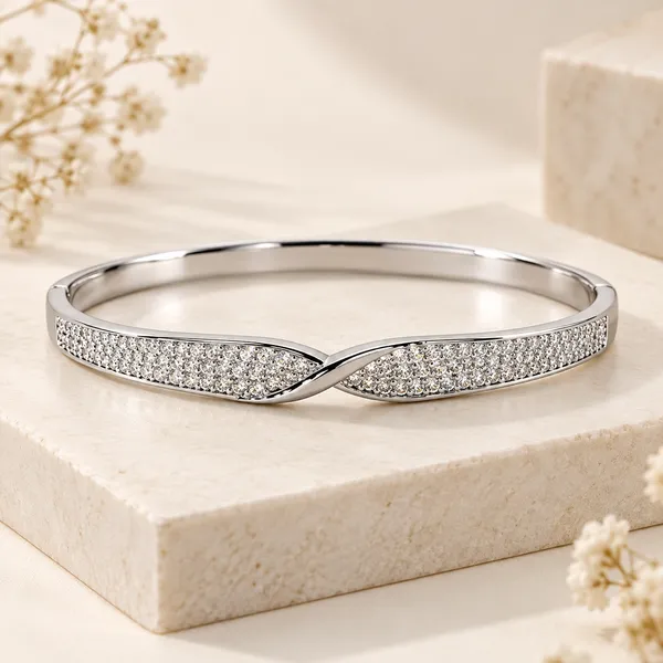 Silver_Tone_Crystal_Bangle_For_Women