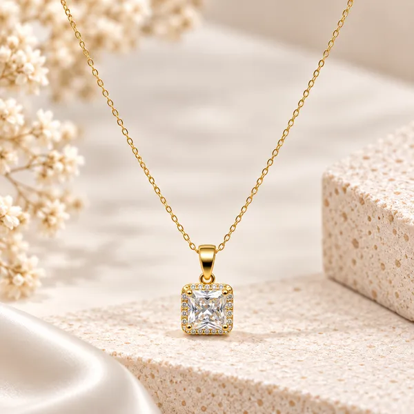 Gold_Tone_Square_Pendant_Necklace_For_Women