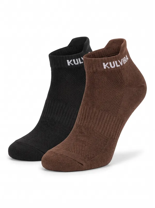 KULVIRA_Ankle_Length_Socks_Combo_-_Black_+_Brown_-_2_Pairs