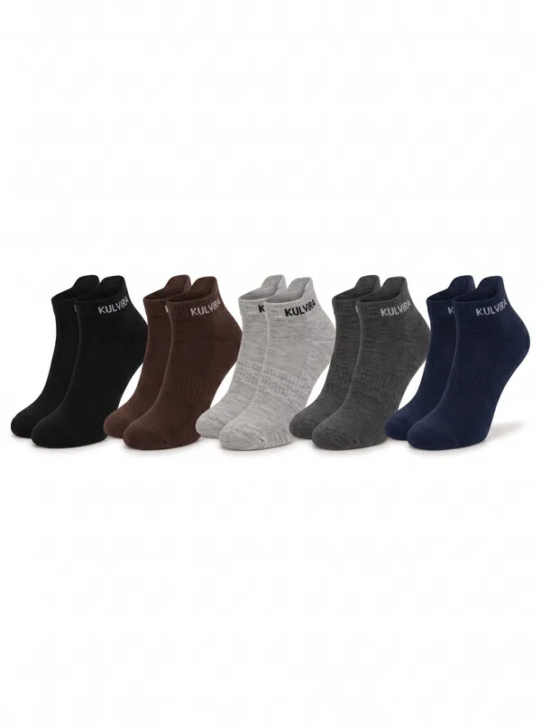 KULVIRA_Ankle_Length_Socks_Combo_-_Black_+_Brown_+_Light_Grey_+_Dark_Grey_+_Navy_Blue_-_5_Pairs