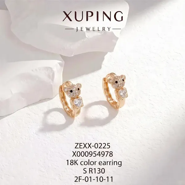 Gold_Copper_Alloy_Teddy_Bear_Hoop_Earrings_For_Women