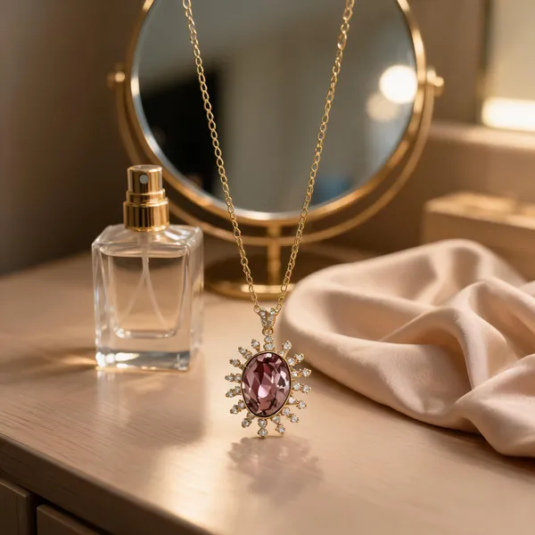 Gold_Pink_Copper_Alloy_Oval_Pendant_Necklace_For_Women