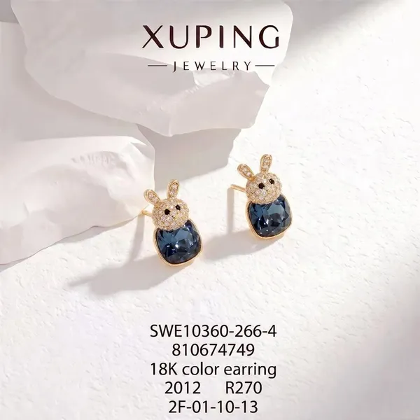 Gold_And_Blue_Copper_Alloy_Bunny_Stone_Drop_Earrings_For_Women