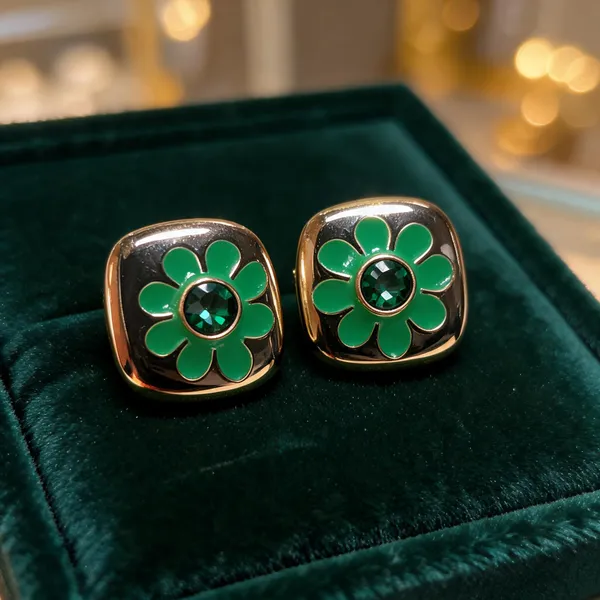 Green_Copper_Alloy_Floral_Stud_Earrings_For_Women