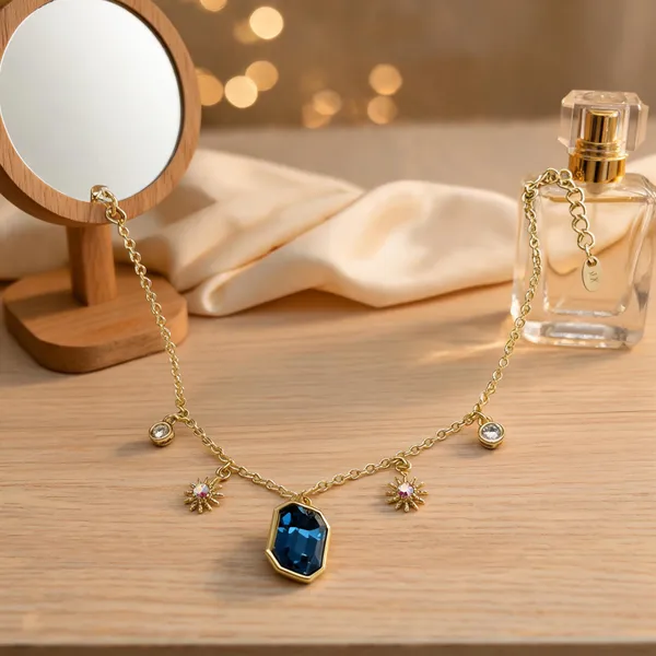 Gold_And_Blue_Copper_Alloy_Crystal_Pendant_Necklace_For_Women