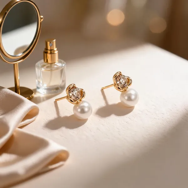 Gold_And_Pearl_Copper_Alloy_Drop_Stud_Earrings_For_Women