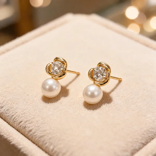 Gold_And_Pearl_Copper_Alloy_Drop_Stud_Earrings_For_Women