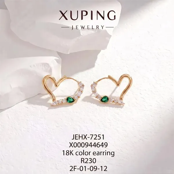 Gold_And_Green_Copper_Alloy_Heart_Stone_Earrings_For_Women