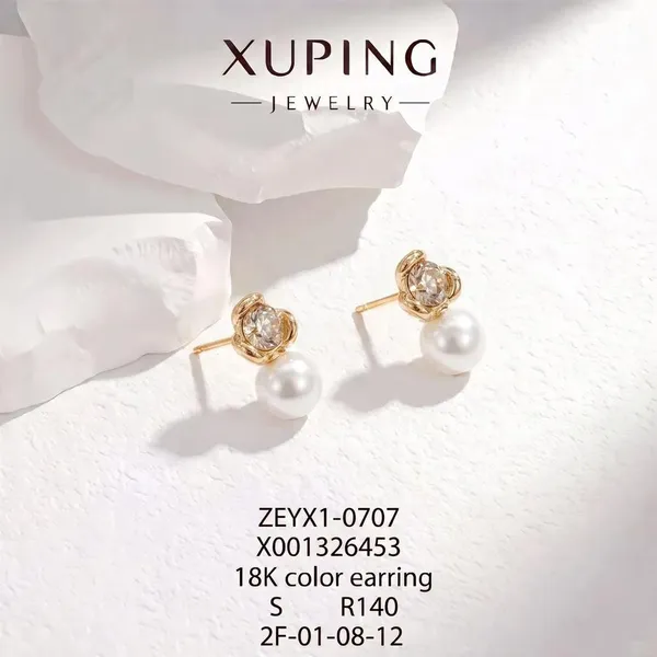 Gold_And_Pearl_Copper_Alloy_Drop_Stud_Earrings_For_Women