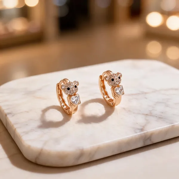 Gold_Copper_Alloy_Teddy_Bear_Hoop_Earrings_For_Women