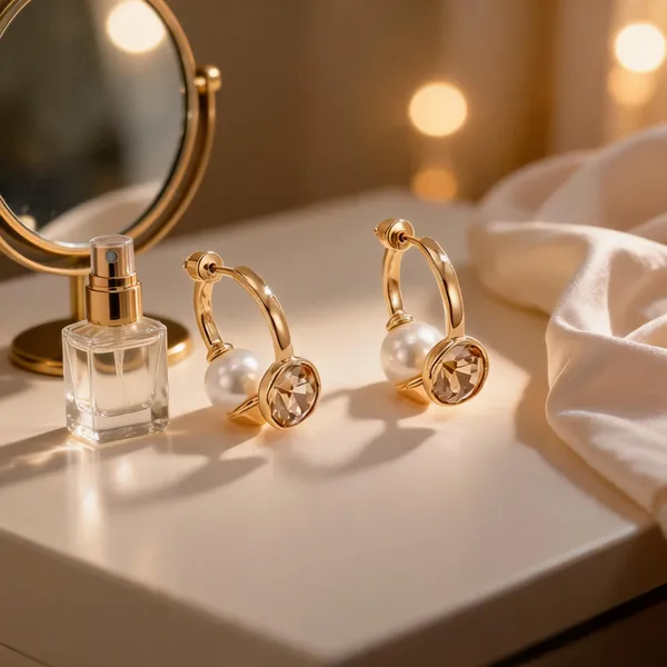 Gold_Pearl_Copper_Alloy_Hoop_Earrings_For_Women