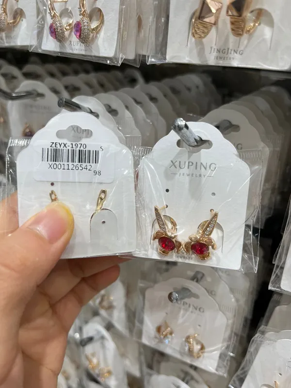 Gold_And_Red_Copper_Alloy_Drop_Earrings_For_Women