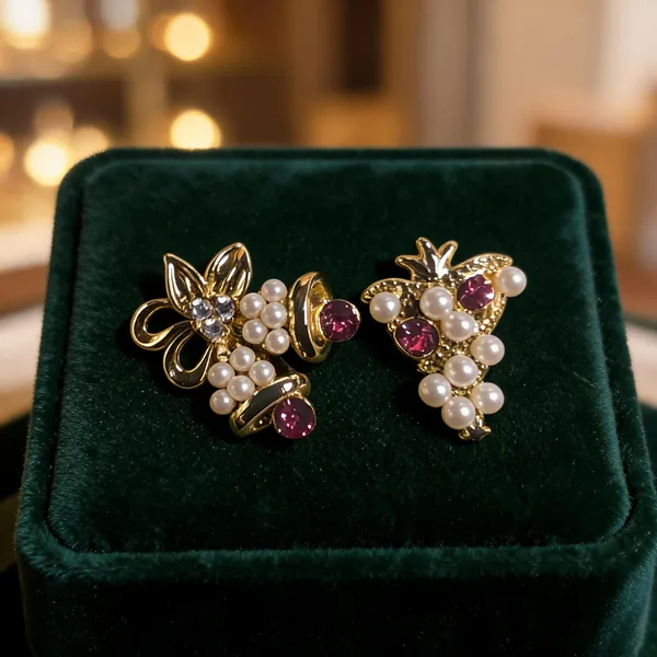 Gold_Pearl_Copper_Alloy_Floral_Stud_Earrings_For_Women