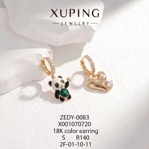 Gold_Copper_Alloy_Panda_Heart_Drop_Earrings_For_Women
