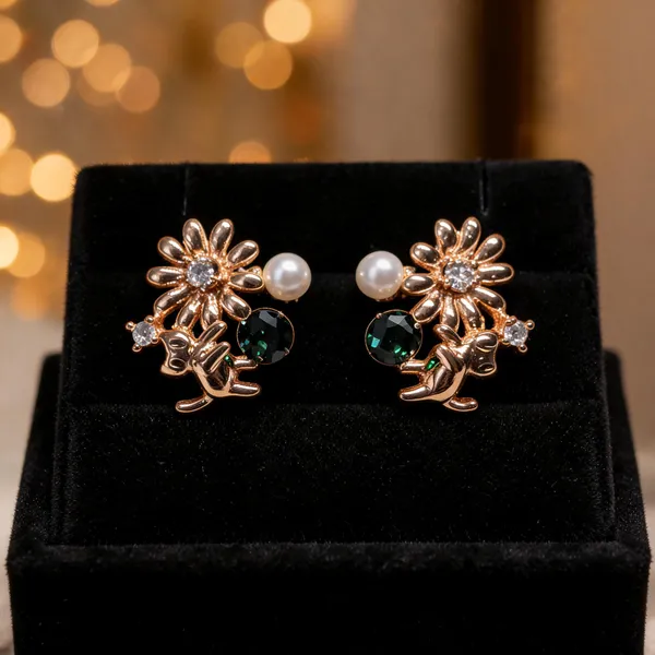 Gold_Copper_Alloy_Crystal_Floral_Stud_Earrings_For_Women