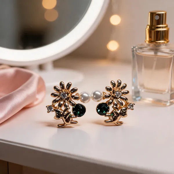 Gold_Copper_Alloy_Crystal_Floral_Stud_Earrings_For_Women