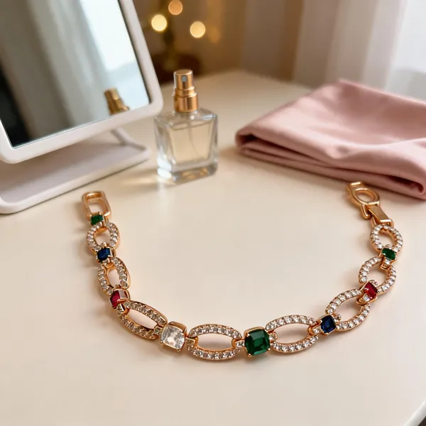 Gold_Copper_Alloy_Crystal_Link_Bracelet_For_Women