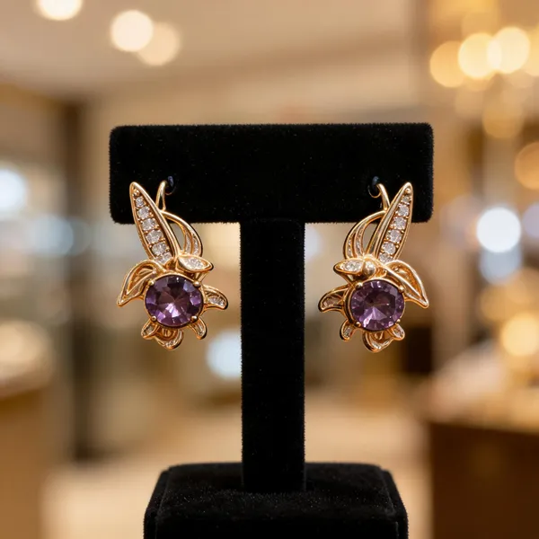 Gold_And_Purple_Copper_Alloy_Stone_Drop_Earrings_For_Women