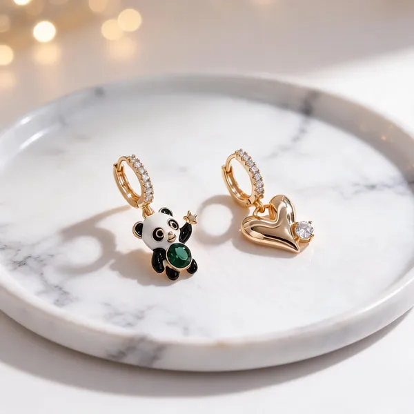 Gold_Copper_Alloy_Panda_Heart_Drop_Earrings_For_Women
