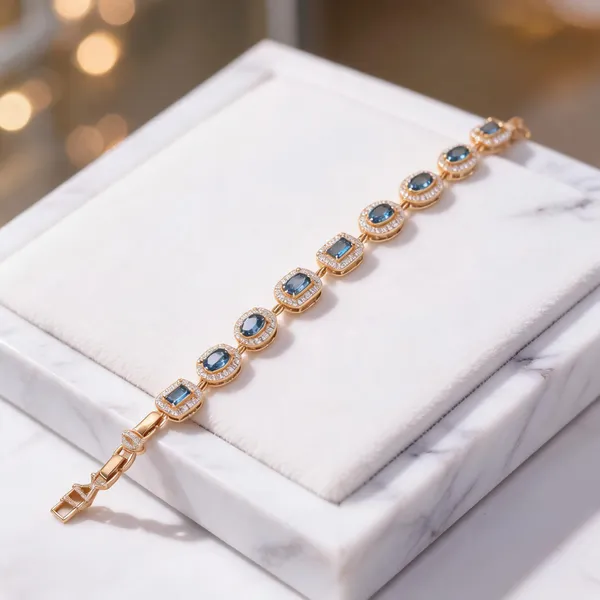Gold_And_Blue_Copper_Alloy_Stone_Bracelet_For_Women