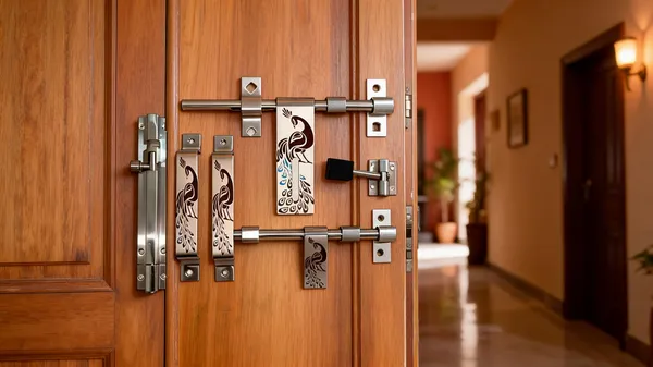 Stainless_Steel_Peacock_Design_Decorative_Door_Bolt_Set