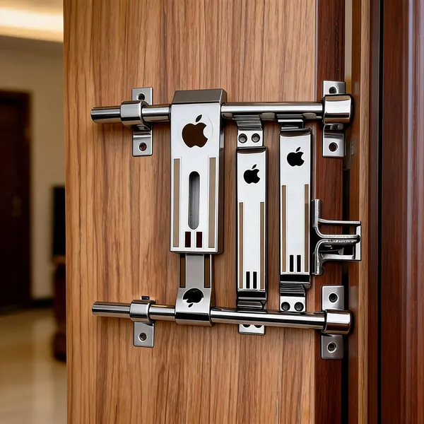 Nivaz_Silver_Stainless_Steel_Apple_Design_Door_Latch_Set