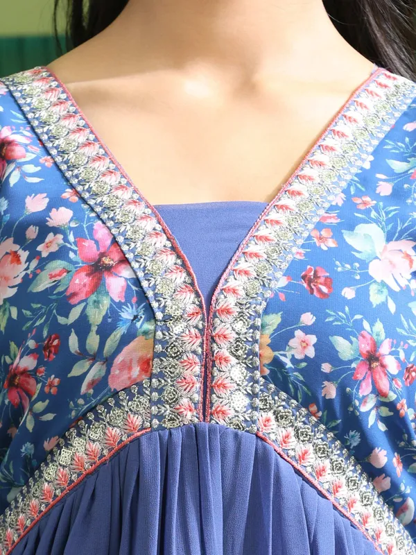 Georgette_Embroidery_With_Sequence_A_Line_Kurta_Set_Blue