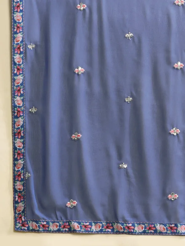 Georgette_Embroidery_With_Sequence_A_Line_Kurta_Set_Blue
