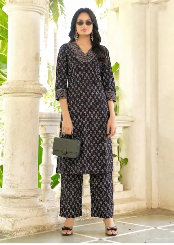 Pure_Cotton_Printed_With_Hand_Work_Straight_Kurta_Pant_Black